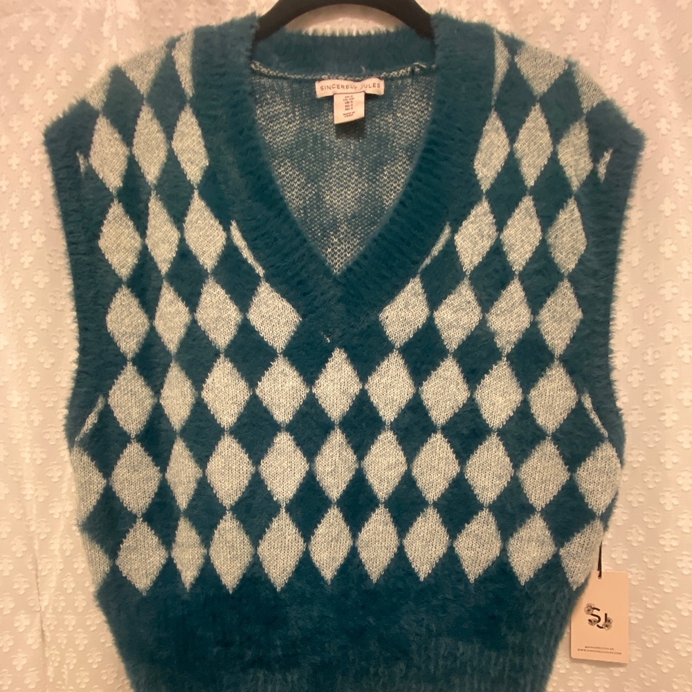 Sincerely Jules New Checkered Sweater Vest